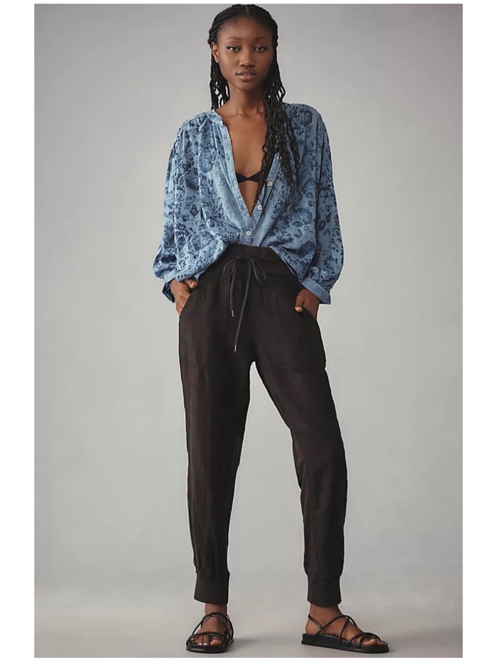 Anthropologie Women’s Sz S Gray Jogger Pants High Rise Wanderer Pull On